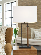 Tampa Furniture Outlet Lutz - Ashley Furniture - Voslen Lighting - Metal Table Lamp (Set of 2) / Black/Brown - L204554